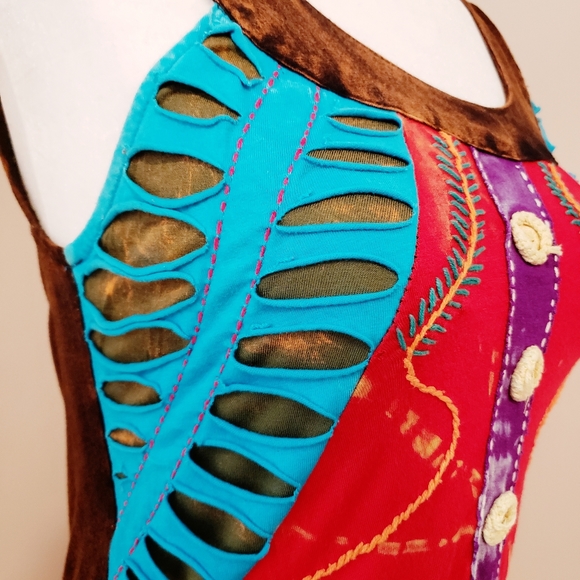 BOHO COLORFUL ASSYMETRICAL ETHICAL TUNIC - Picture 3 of 9